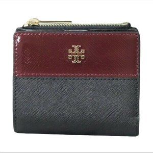【NEW】Tory Burch  Emerson Tri-Color Mixed-Materials Mini Wallet Zip Coin Pouch